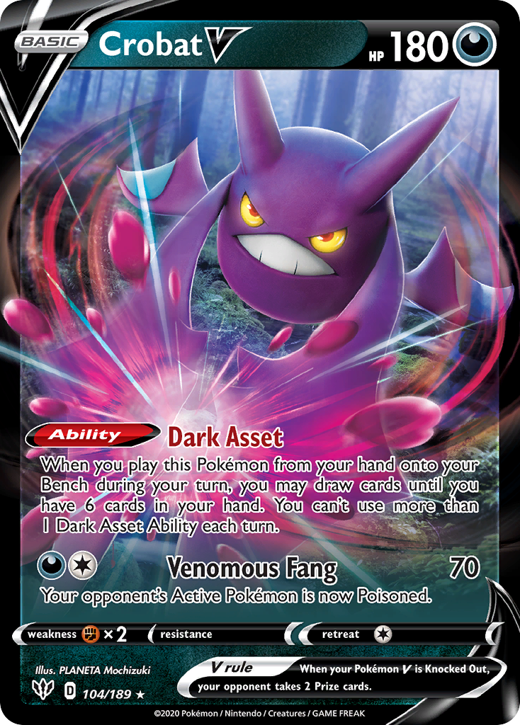 Crobat V (104/189) - [Holo Foil] Darkness Ablaze (DAA)