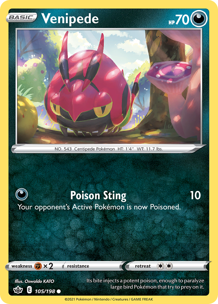 Venipede (105/198) - [Reverse Holo] Chilling Reign (CRE)