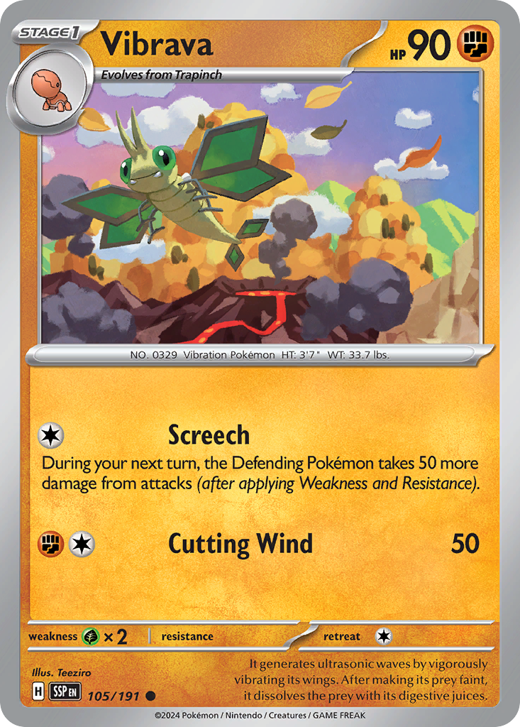 Vibrava (105/191) - [Reverse Holo] Surging Sparks (SSP)