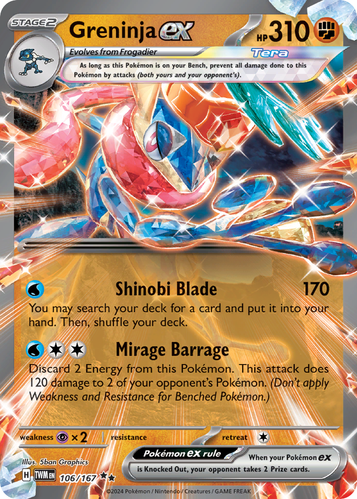 Greninja ex (106/167) - [Holo Foil] Twilight Masquerade (TWM)