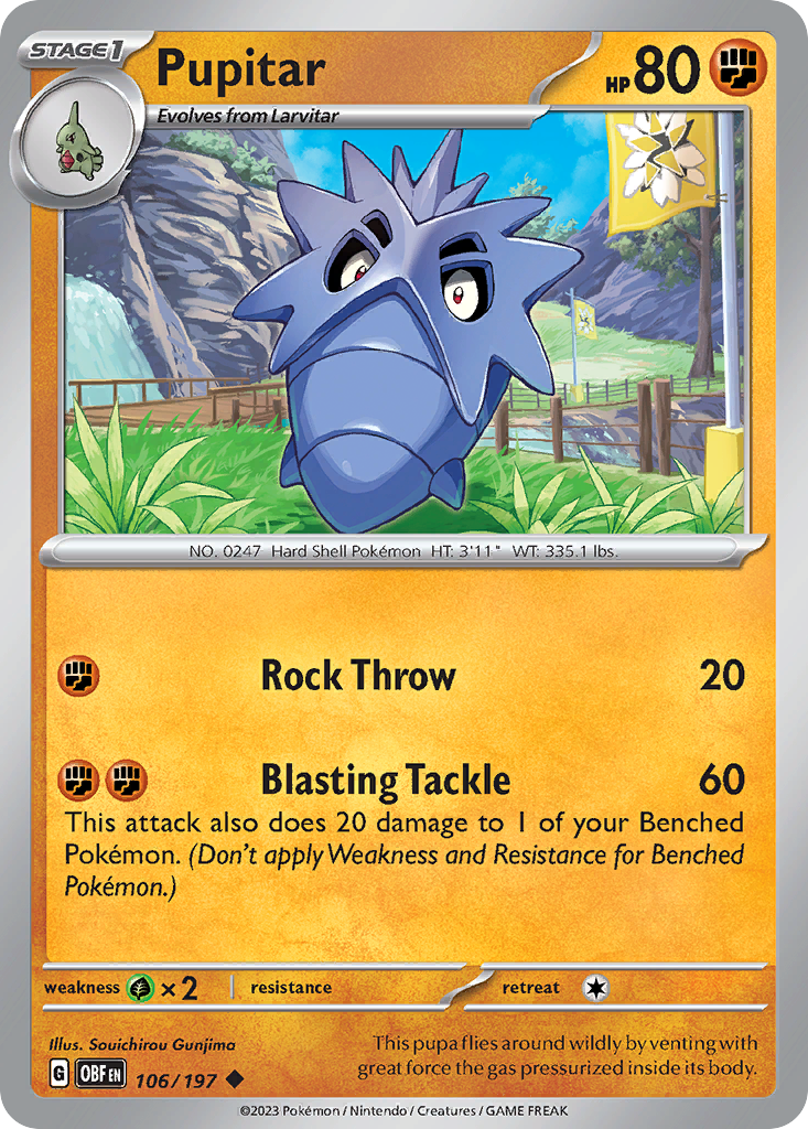 Pupitar (106/197) - [Reverse Holo] Obsidian Flames (OBF)