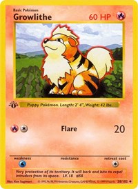 Growlithe (28) - Base Set (Shadowless) (BSS)