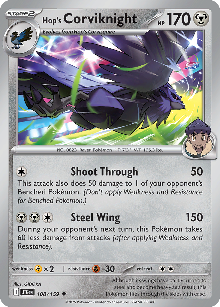 Hop's Corviknight (108/159) - [Reverse Holo] Journey Together (JTG)