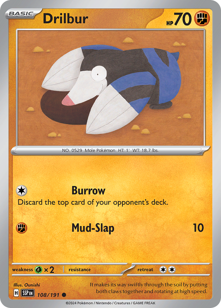 Drilbur (108/191) - [Reverse Holo] Surging Sparks (SSP)