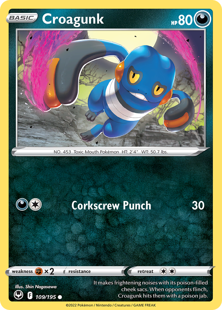 Croagunk (109/195) - [Reverse Holo] Silver Tempest (SIT)