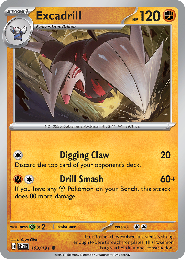 Excadrill (109/191) - [Reverse Holo] Surging Sparks (SSP)