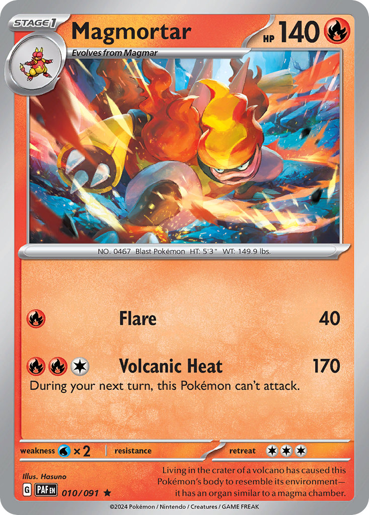 Magmortar (10/91) - [Reverse Holo] Paldean Fates (PAF)
