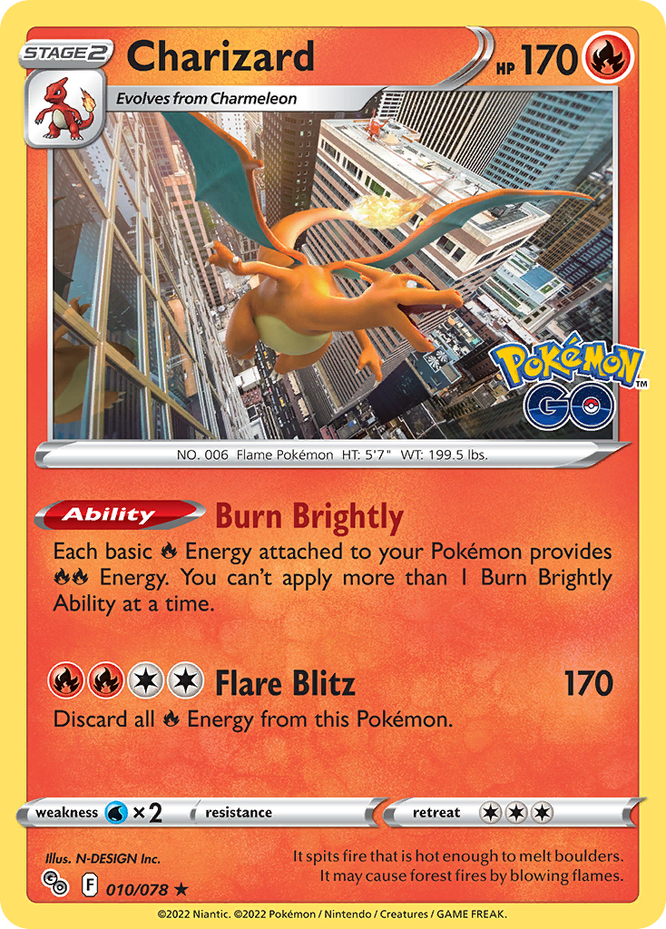Charizard (10/78) - [Reverse Holo] Pokemon GO (PGO)
