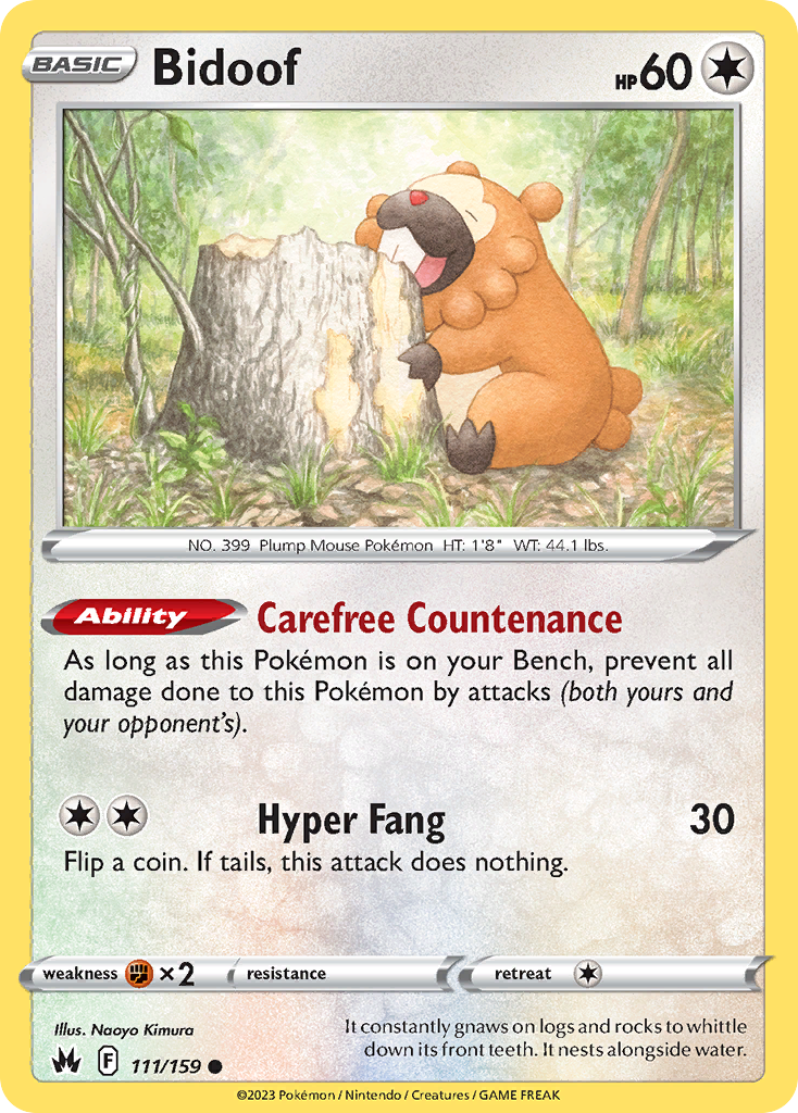 Bidoof (111/159) - [Reverse Holo] Crown Zenith (CRZ)