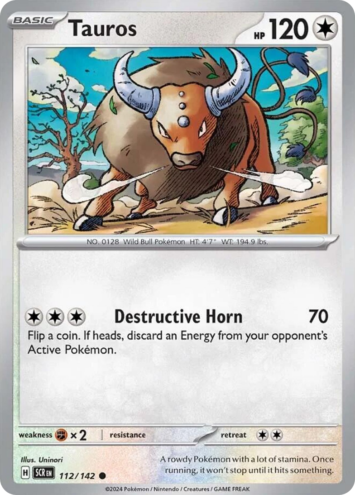 Tauros (112/142) - [Reverse Holo] Stellar Crown (SCR)