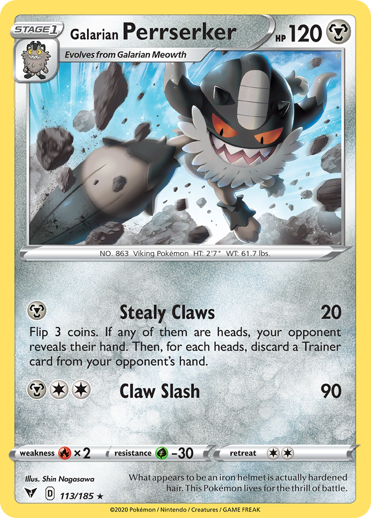 Galarian Perrserker (113/185) - [Reverse Holo] Vivid Voltage (VIV)