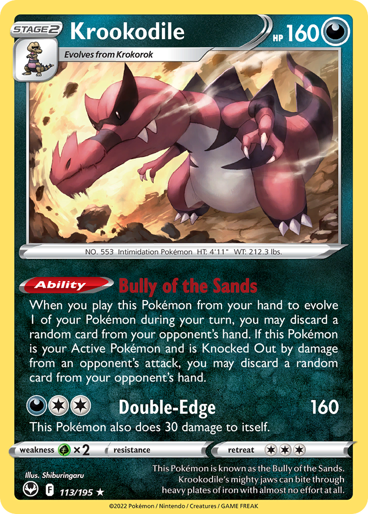 Krookodile (113/195) - [Reverse Holo] Silver Tempest (SIT)