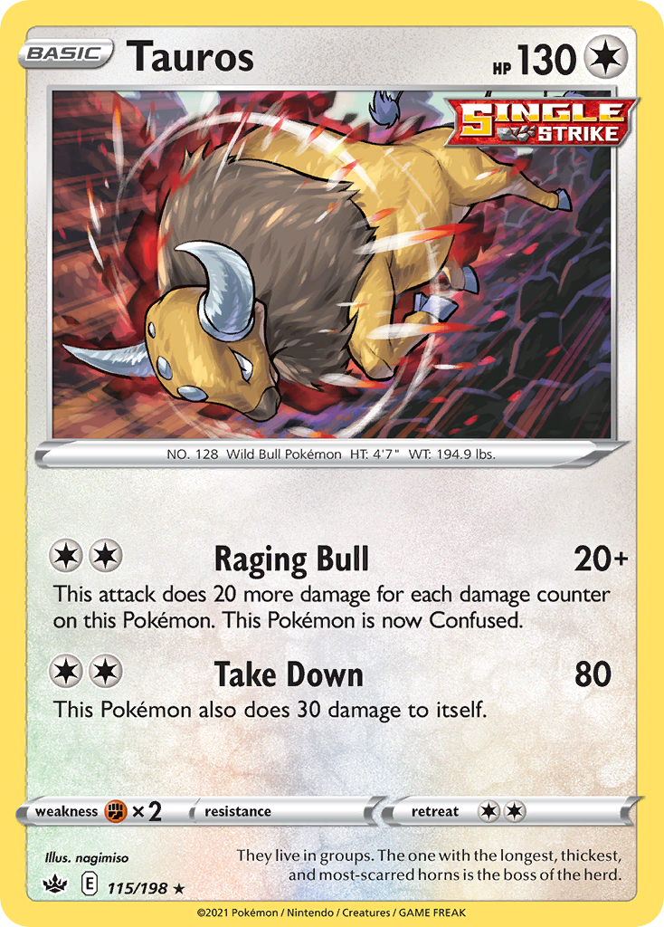 Tauros (115/198) - [Reverse Holo] Chilling Reign (CRE)