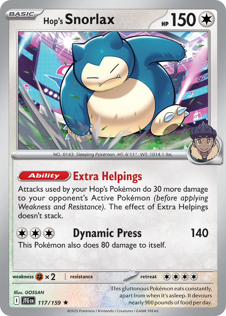 Hop's Snorlax (117/159) - [Reverse Holo] Journey Together (JTG)