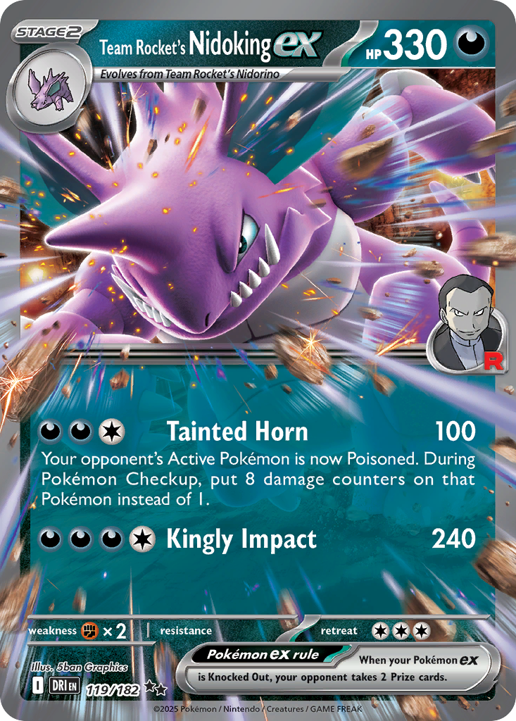 Team Rocket's Nidoking ex (119/182) - [Holo Foil] Destined Rivals (DRI)