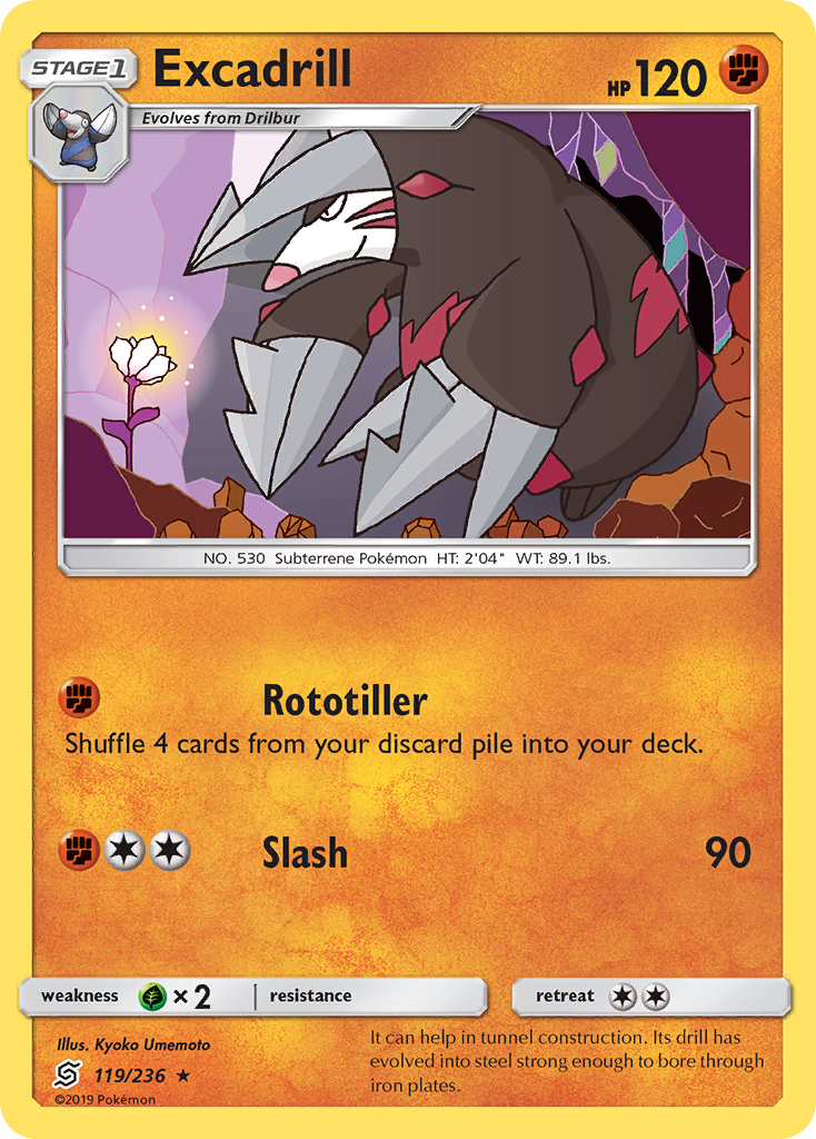 Excadrill (119/236) - [Reverse Holo] Unified Minds (UNM)