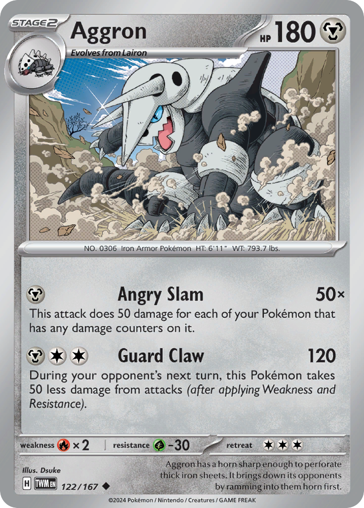 Aggron (122/167) - [Reverse Holo] Twilight Masquerade (TWM)