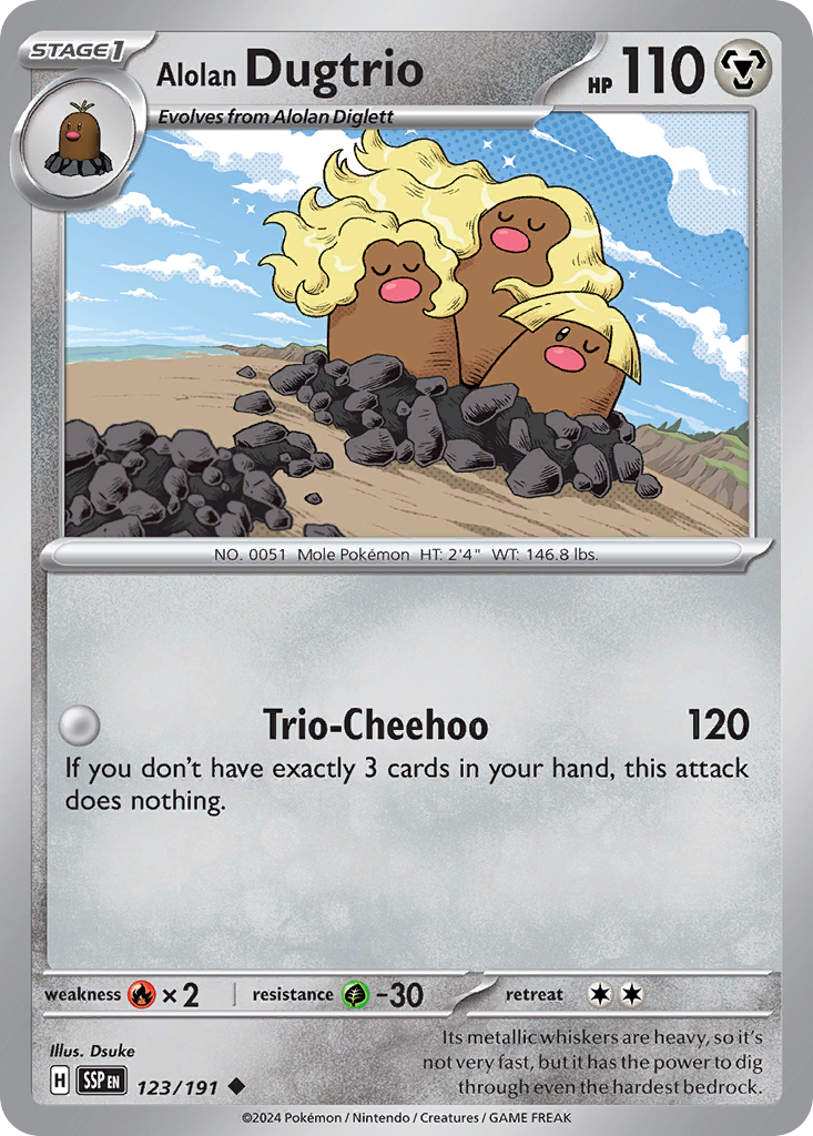 Alolan Dugtrio (123/191) - [Reverse Holo] Surging Sparks (SSP)