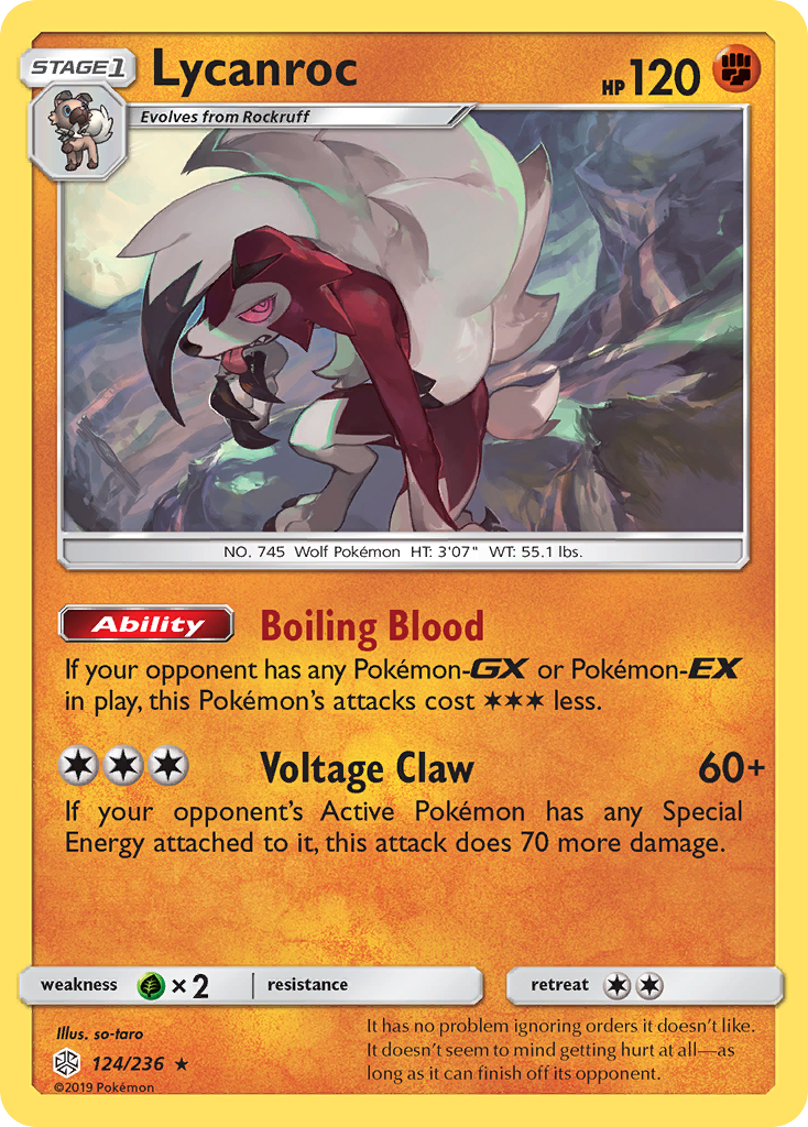 Lycanroc (124/236) - [Reverse Holo] Cosmic Eclipse (CEC)