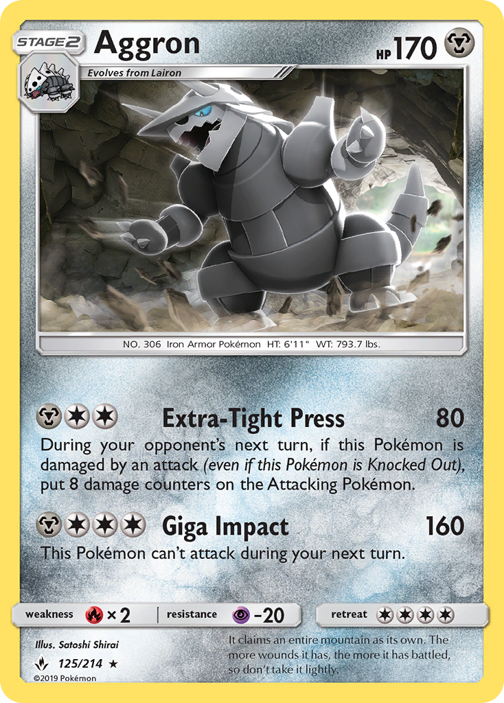 Aggron (125/214) - [Reverse Holo] Unbroken Bonds (UNB)
