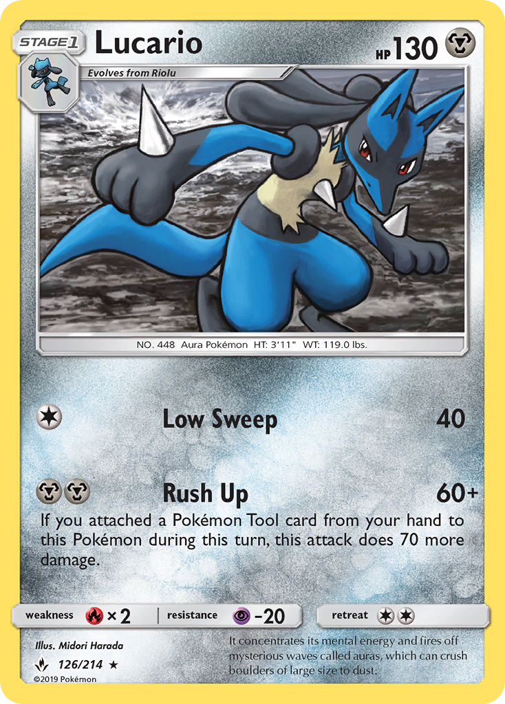 Lucario (126/214) - [Reverse Holo] Unbroken Bonds (UNB)