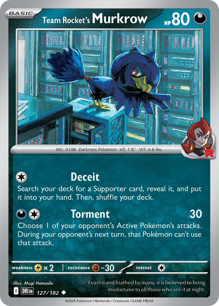 Team Rocket's Murkrow (127/182) - [Reverse Holo] Destined Rivals (DRI)