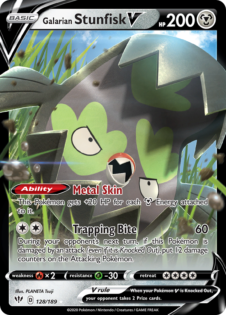 Galarian Stunfisk V (128/189) - [Holo Foil] Darkness Ablaze (DAA)