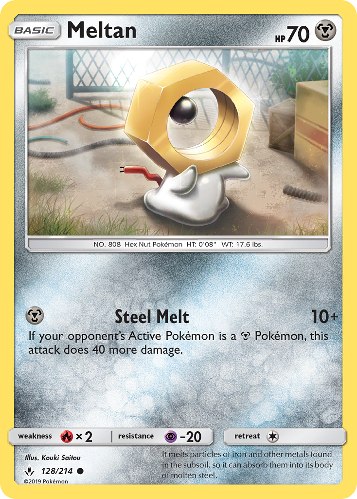 Meltan (128/214) - [Reverse Holo] Unbroken Bonds (UNB)