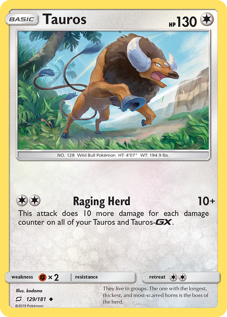 Tauros (129/181) - [Reverse Holo] Team Up (TEU)