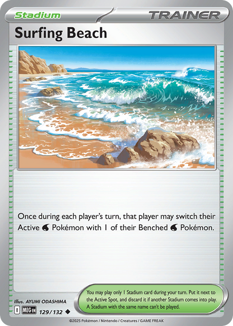 Surfing Beach (129/132) - [Reverse Holo] Mega Evolution (MEG)