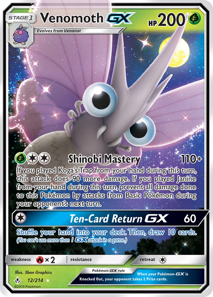 Venomoth-GX (12/214) - [Holo Foil] Unbroken Bonds (UNB)