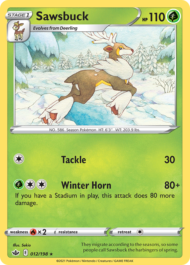 Sawsbuck (12/198) - [Reverse Holo] Chilling Reign (CRE)