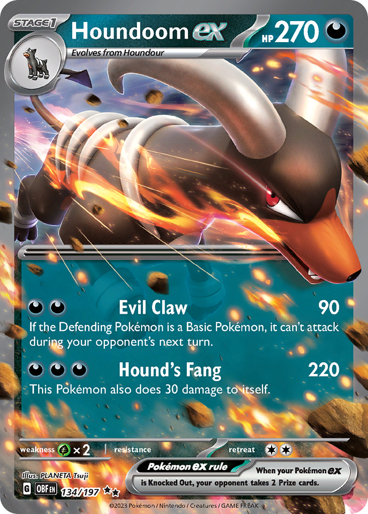 Houndoom ex (134/197) - [Holo Foil] Obsidian Flames (OBF)
