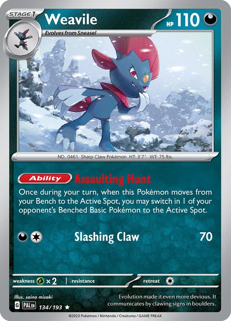 Weavile (134/193) - [Reverse Holo] Paldea Evolved (PAL)