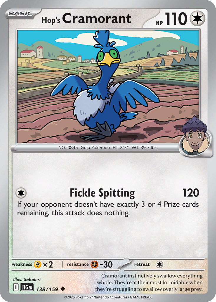 Hop's Cramorant (138/159) - [Reverse Holo] Journey Together (JTG)