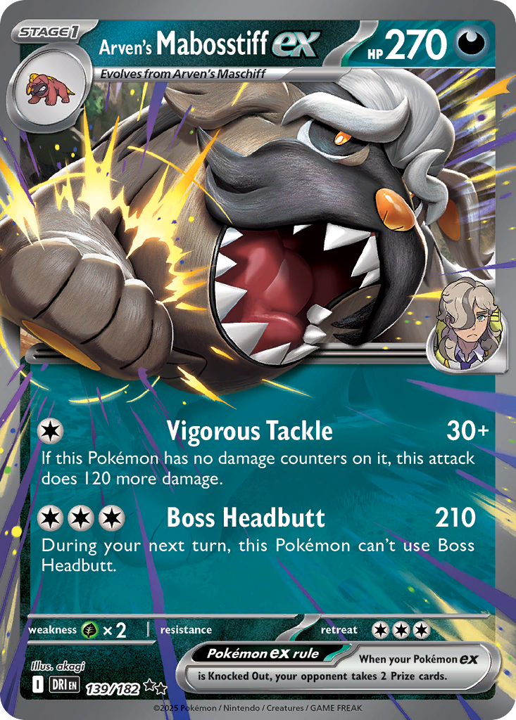 Arven's Mabosstiff ex (139/182) - [Holo Foil] Destined Rivals (DRI)