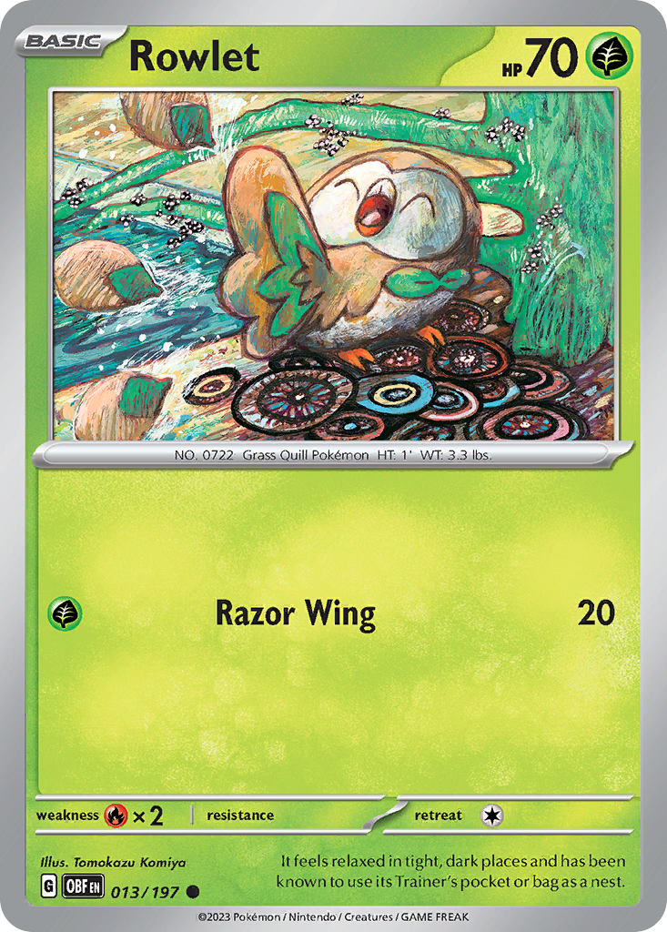 Rowlet (13/197) - [Reverse Holo] Obsidian Flames (OBF)