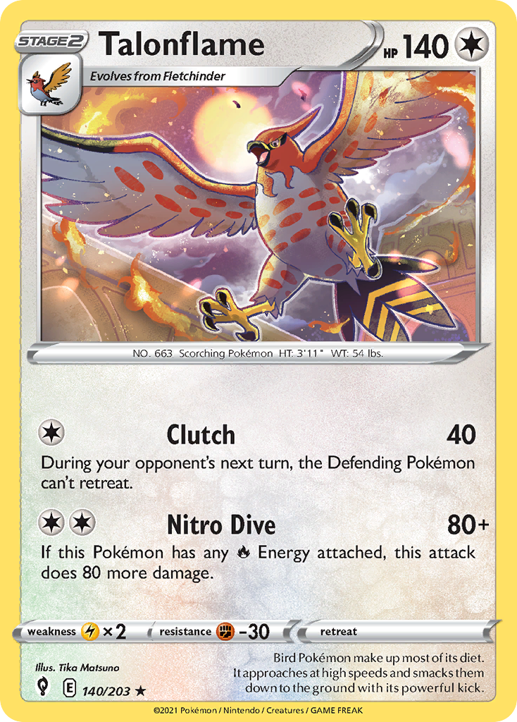 Talonflame (140/203) - [Reverse Holo] Evolving Skies (EVS)