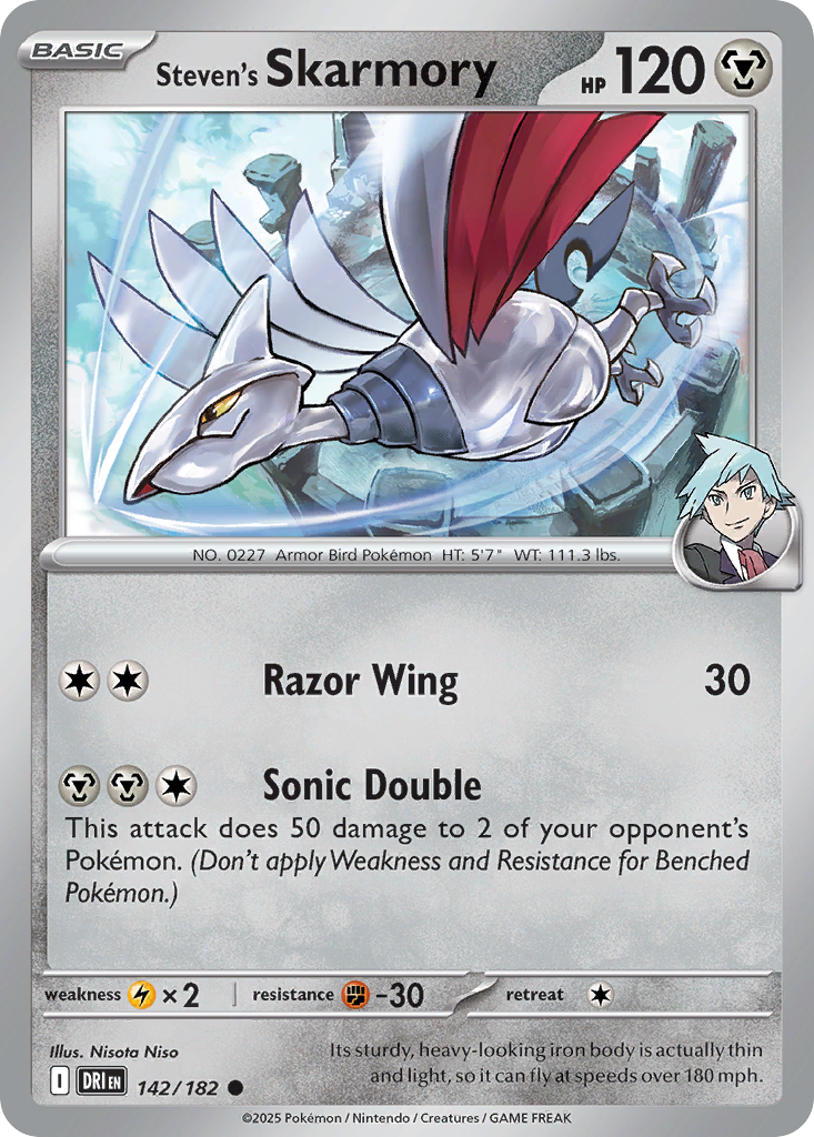Steven's Skarmory (142/182) - [Reverse Holo] Destined Rivals (DRI)
