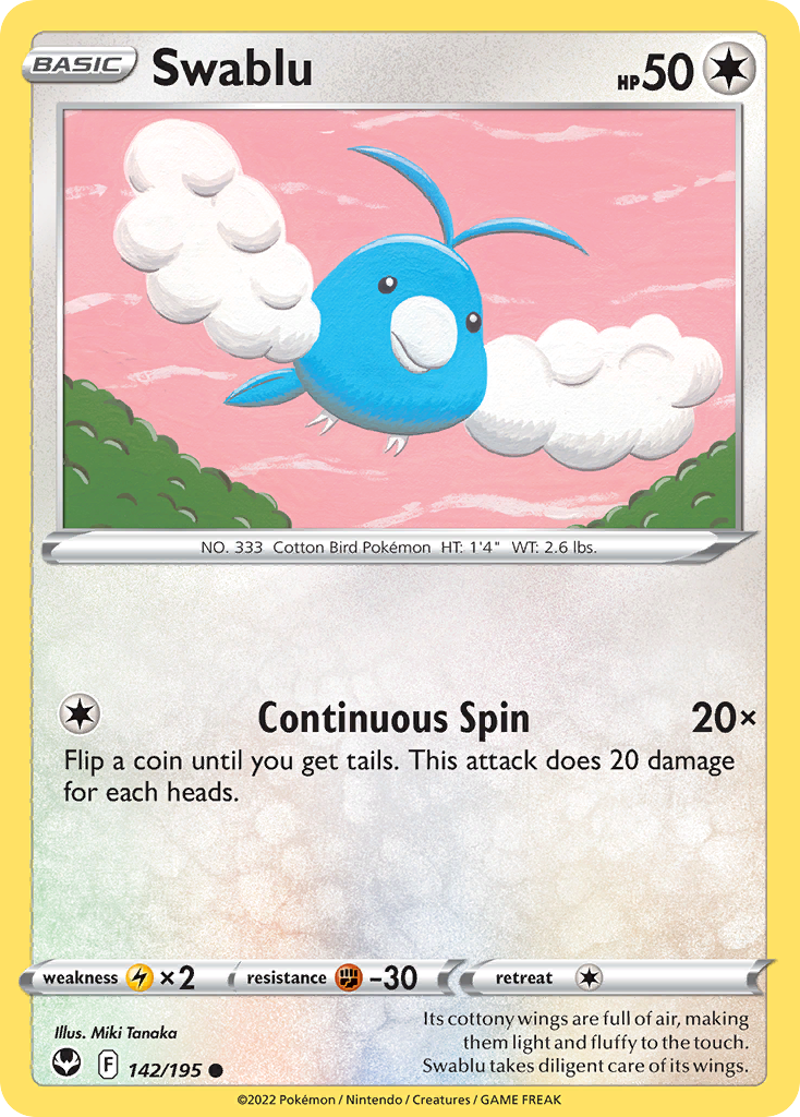 Swablu (142/195) - [Reverse Holo] Silver Tempest (SIT)