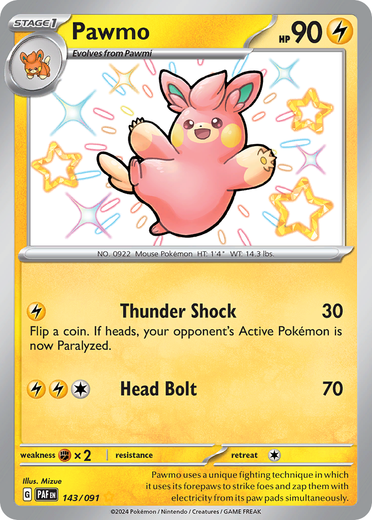 Pawmo (143/91) - [Shiny Holo] Paldean Fates (PAF)