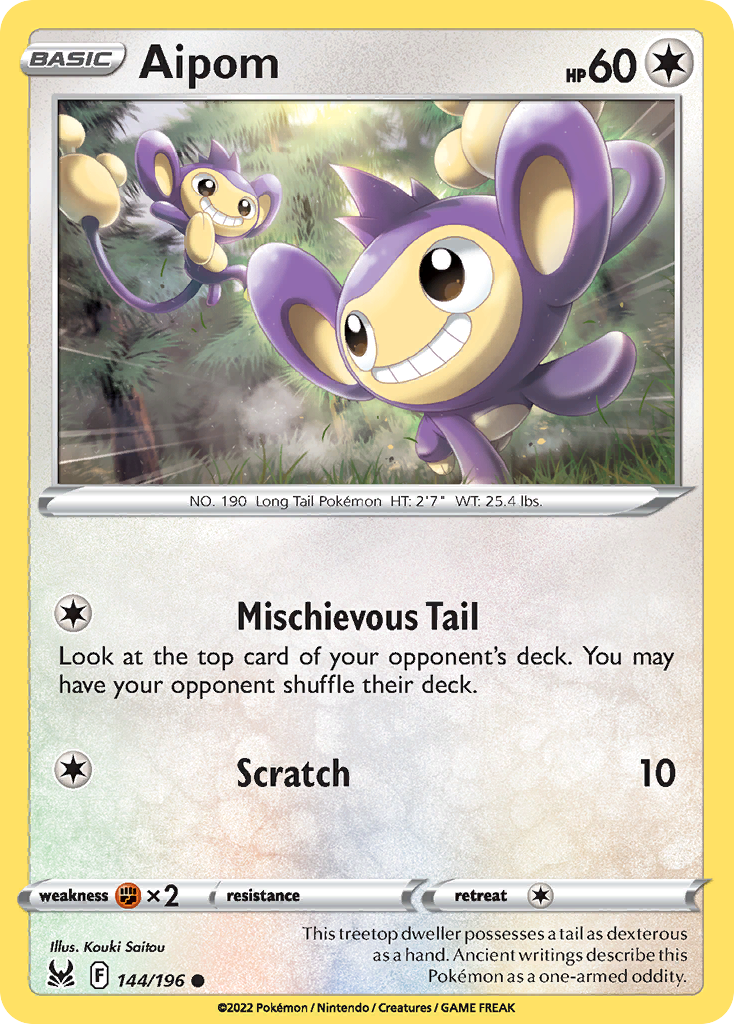 Aipom (144/196) - [Reverse Holo] Lost Origin (LOR)