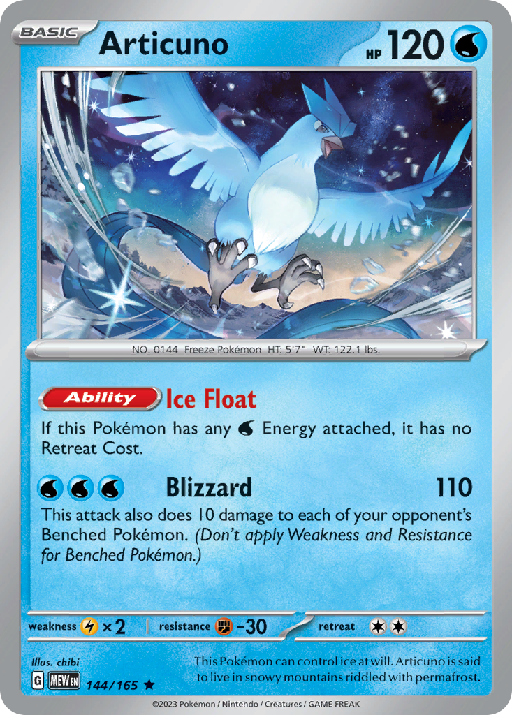 Articuno (144/165) - [Reverse Holo] SV3PT5: 151 (MEW)