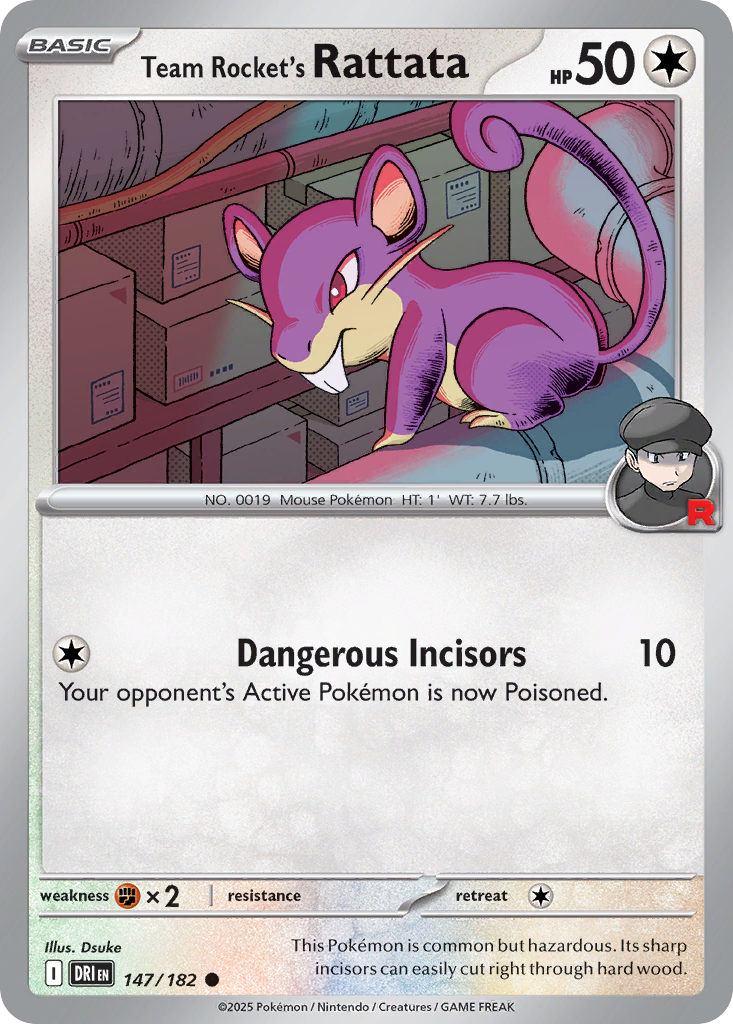 Team Rocket's Rattata (147/182) - [Reverse Holo] Destined Rivals (DRI)