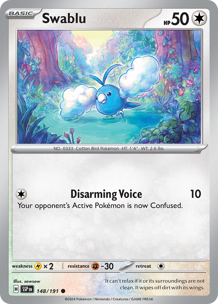 Swablu (148/191) - [Reverse Holo] Surging Sparks (SSP)