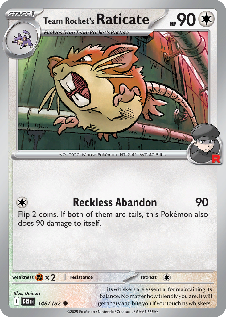 Team Rocket's Raticate (148/182) - [Reverse Holo] Destined Rivals (DRI)