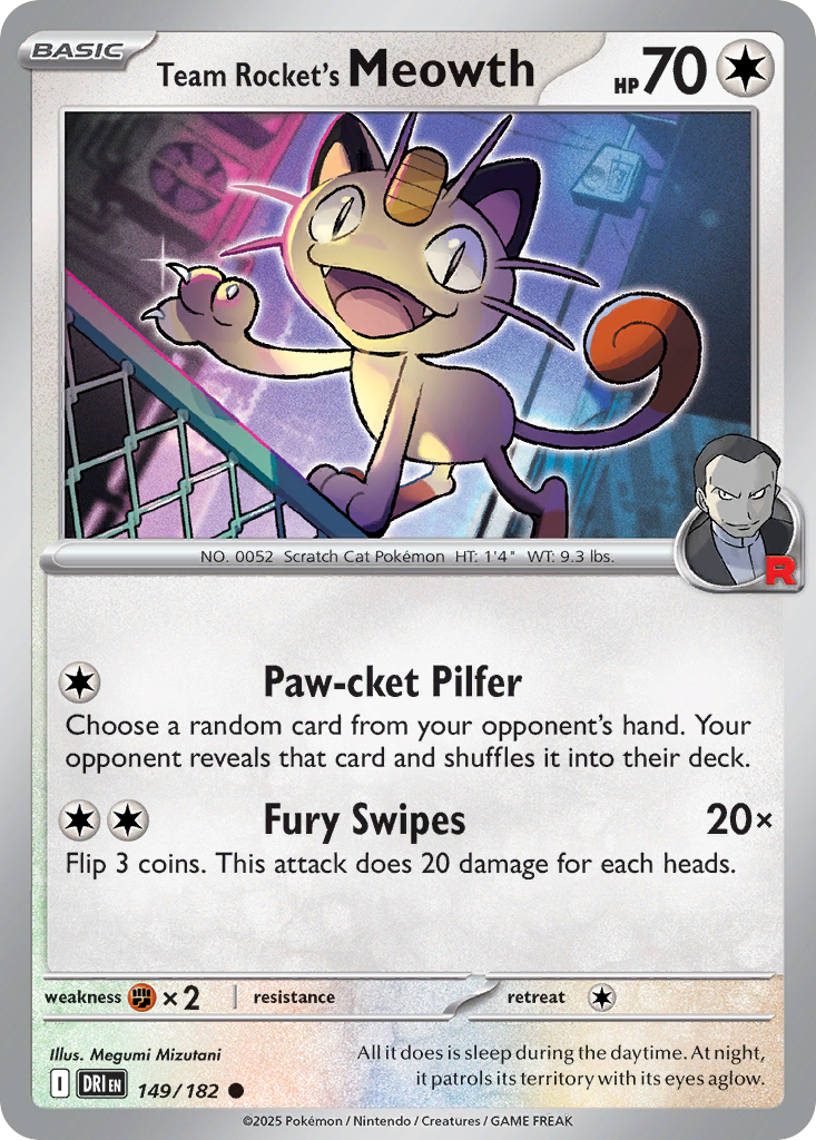 Team Rocket's Meowth (149/182) - [Reverse Holo] Destined Rivals (DRI)