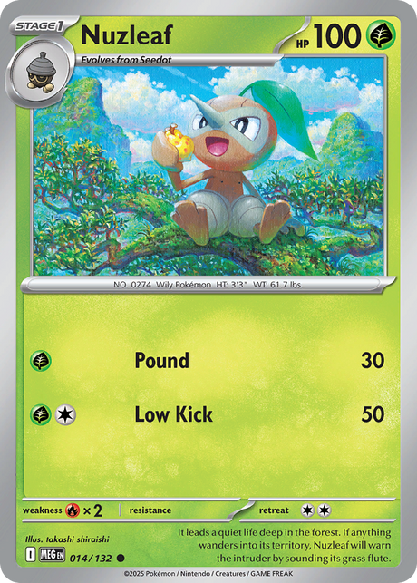 Nuzleaf (14/132) - [Reverse Holo] Mega Evolution (MEG)