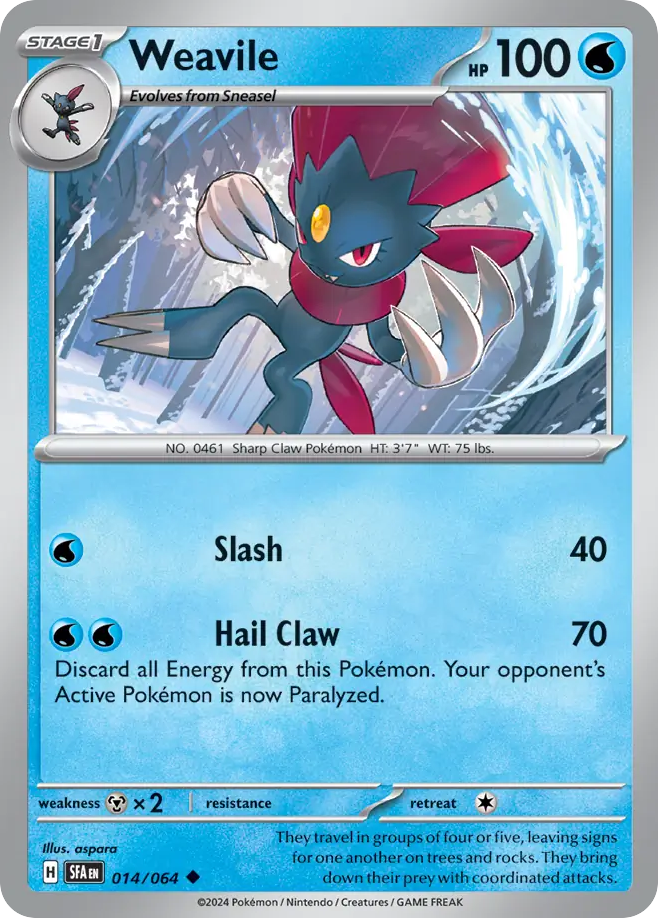 Weavile (14/64) - [Reverse Holo] Shrouded Fable (SFA)