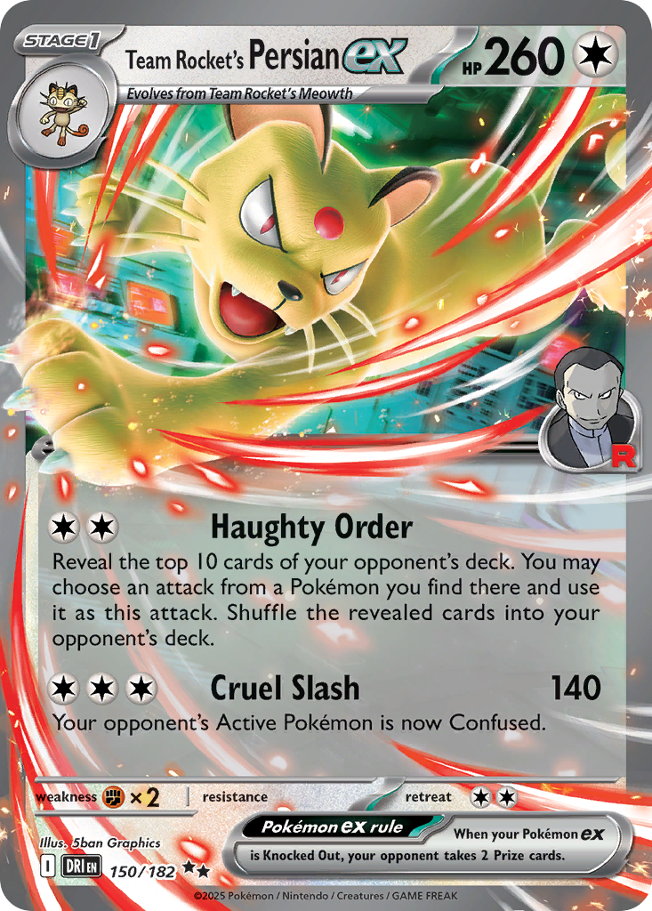Team Rocket's Persian ex (150/182) - [Holo Foil] Destined Rivals (DRI)